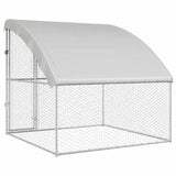 Dog Kennel with Storage Silver 2 x 2 x 2 m Galvanised steel
