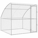 Dog Kennel with Storage Silver 2 x 2 x 2 m Galvanised steel - Front View