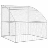 Dog Kennel with Storage Silver 2 x 2 x 2 m Galvanised steel - Rear View