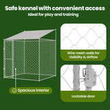 Dog Cage with Roof Silver 200 x 200 x 258 cm Steel and PE - Low Angle