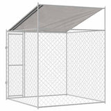 Dog Cage with Roof Silver 200 x 200 x 258 cm Steel and PE - 45-Degree Angle