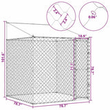 Dog Cage with Roof Silver 200 x 200 x 258 cm Steel and PE