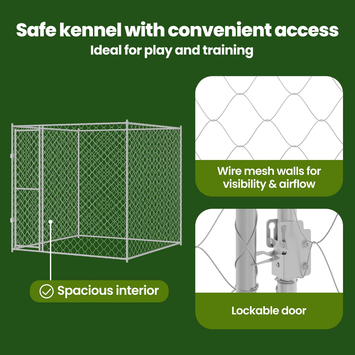 Dog Cage Silver 200 x 200 x 200 cm Galvanised Steel