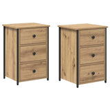 Bedside Cabinet with Drawer Brown Solid Reclaimed Wood - Front View