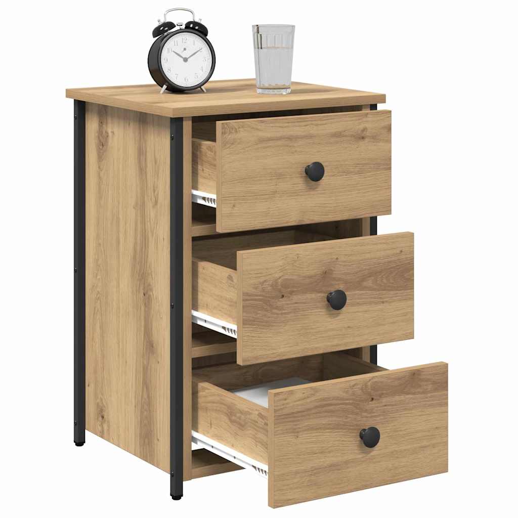 Bedside Cabinet with Drawer Brown Solid Reclaimed Wood