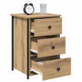 Bedside Cabinet with Drawer Brown Solid Reclaimed Wood - Side View