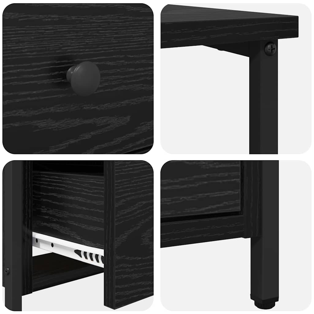 Bedside Cabinet Black oak 30 x 60 x 60 cm Engineered wood