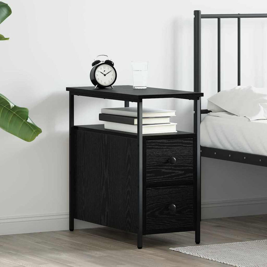 Bedside Cabinet Black oak 30 x 60 x 60 cm Engineered wood