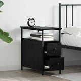 Bedside Cabinet Black oak 30 x 60 x 60 cm Engineered wood - Top-Down View