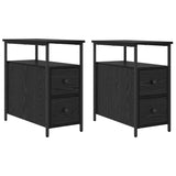 Bedside Cabinet 2 pcs Black oak 30 x 60 x 60 cm Engineered wood - Front View