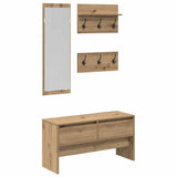 Hallway Furniture Set 4 pcs Black oak Engineered wood - Front View