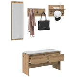 Hallway Furniture Set 4 pcs Black oak Engineered wood - Side View