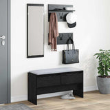Hallway Furniture Set 4 pcs Black Oak Engineered Wood