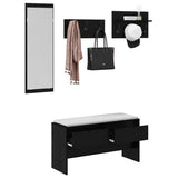 Hallway Furniture Set 4 pcs Black Oak Engineered Wood