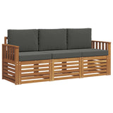 Sofa Sets 3 pcs Natural and Anthracite Solid Acacia Wood