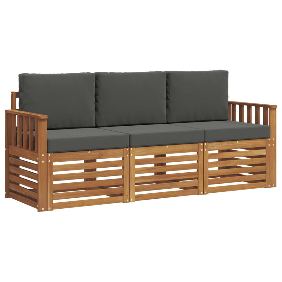 Outdoor Sofa Set 3 pcs 3-Seaters Natural and Anthracite
