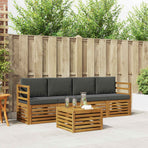 Outdoor Sofa Set 5 pcs 4-Seaters Natural and Anthracite