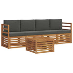 Outdoor Sofa Set 5 pcs 4-Seaters Natural and Anthracite