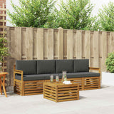 Outdoor Sofa Set 5 pcs Natural and Anthracite Solid Acacia Wood