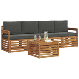 Outdoor Sofa Set 5 pcs Natural and Anthracite Solid Acacia Wood - Side View