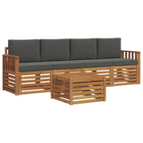 Outdoor Sofa Set 5 pcs Natural and Anthracite Solid Acacia Wood - Front View
