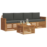 Outdoor Sofa Set 5 pcs Natural and Anthracite Solid Acacia Wood