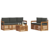 Sofa Sets 6 pcs Natural and Anthracite Solid Acacia Wood - Side View