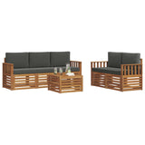 Sofa Sets 6 pcs Natural and Anthracite Solid Acacia Wood - Side View