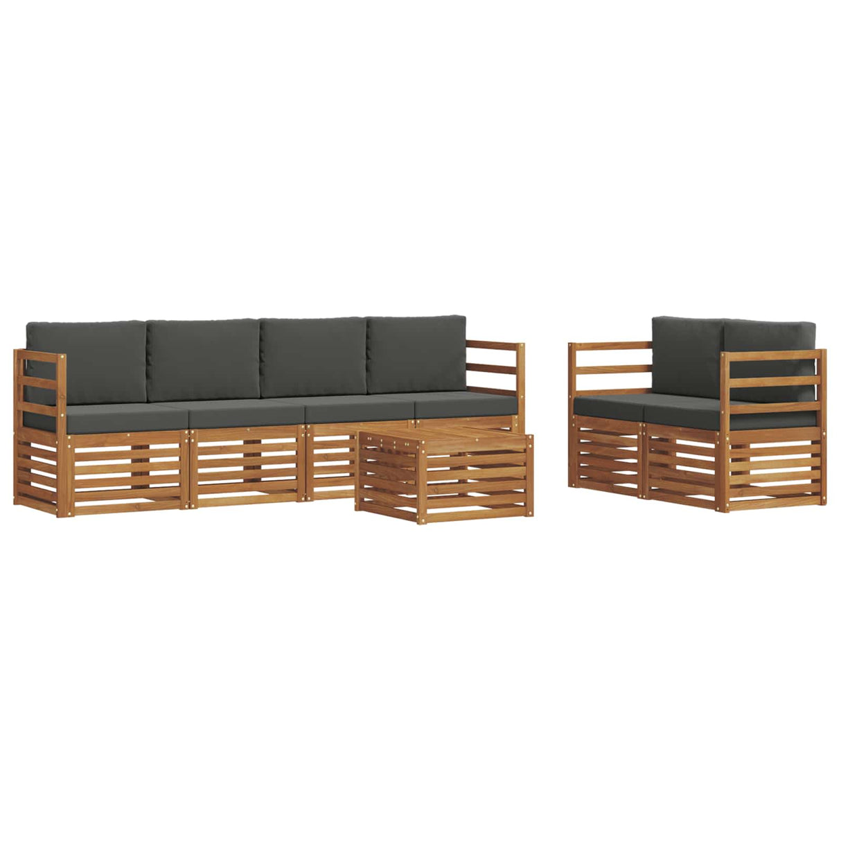 Outdoor Sofa Set 7 pcs Natural and Anthracite Solid Acacia Wood