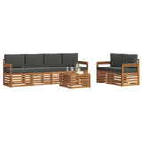 Outdoor Sofa Set 7 pcs Natural and Anthracite Solid Acacia Wood - Side View