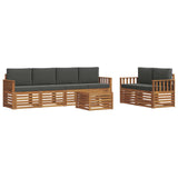 Outdoor Sofa Set 7 pcs Natural and Anthracite Solid Acacia Wood