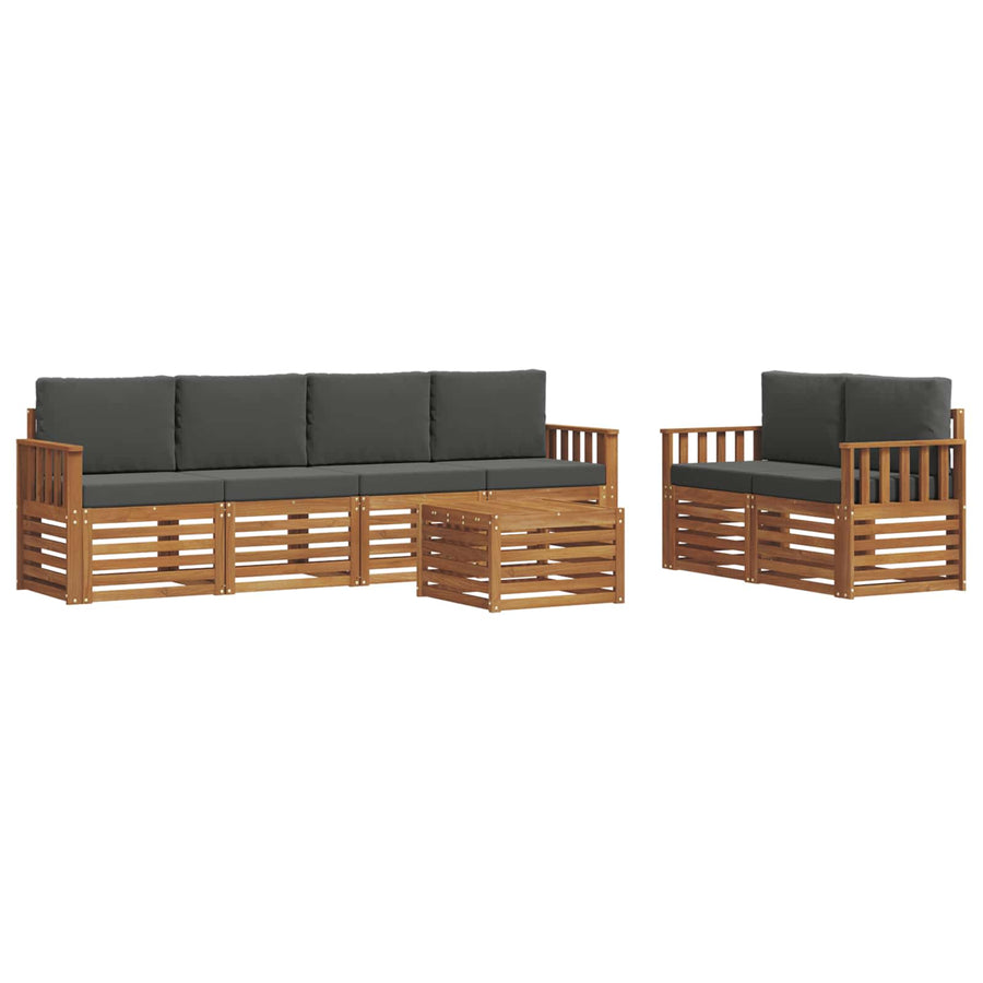 Outdoor Sofa Set 7 pcs 6-Seaters Natural and Anthracite
