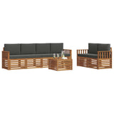 Outdoor Sofa Set 7 pcs Natural and Anthracite Solid Acacia Wood - Side View