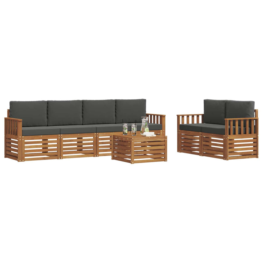 Outdoor Sofa Set 7 pcs 6-Seaters Natural and Anthracite
