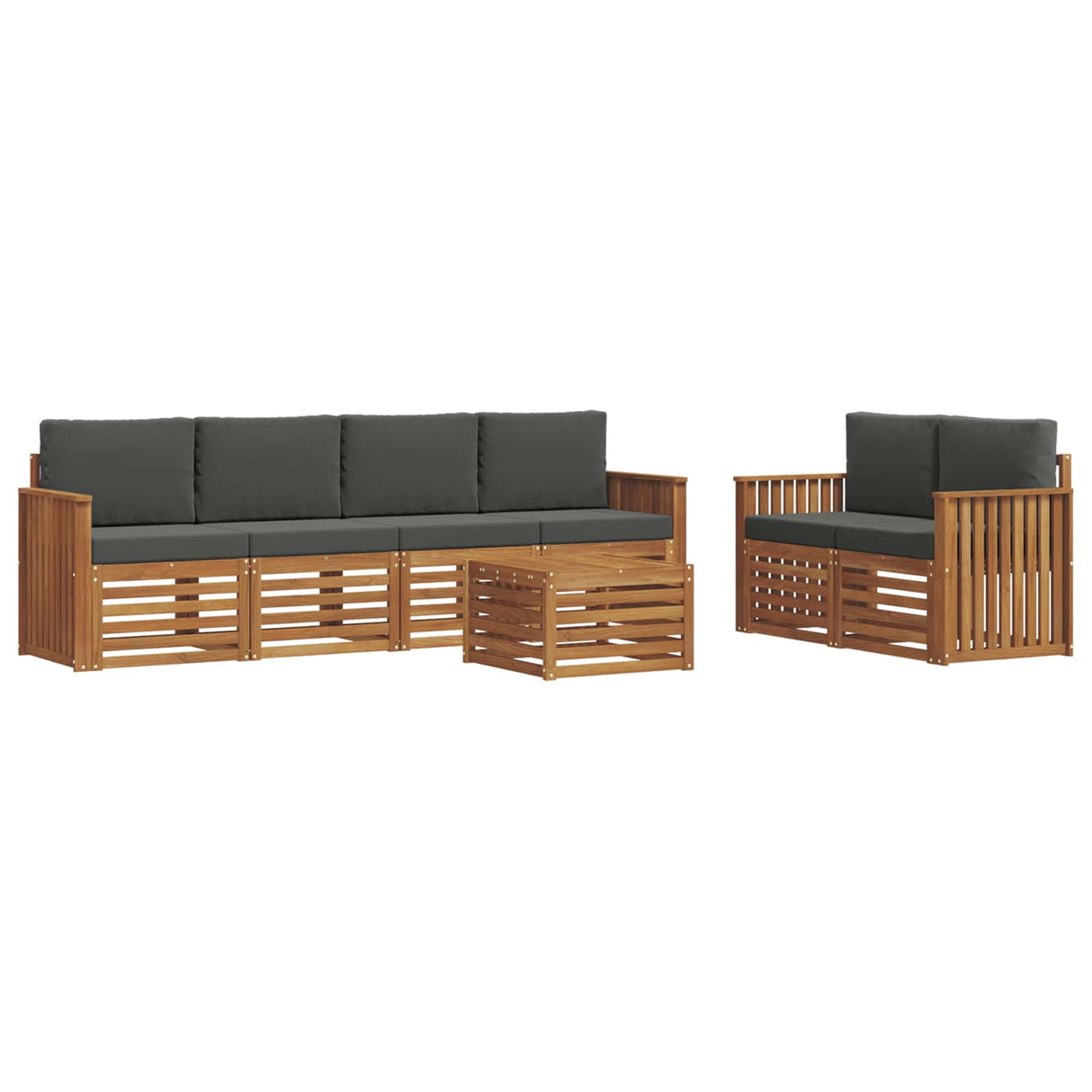 Outdoor Sofa Set 7 pcs Natural and Anthracite Solid Acacia Wood