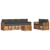 Outdoor Sofa Set 7 pcs Natural and Anthracite Solid Acacia Wood - Front View