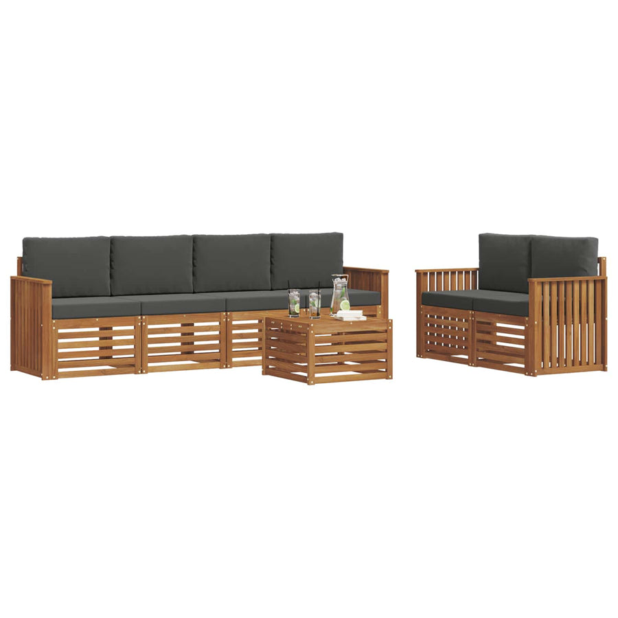 Outdoor Sofa Set 7 pcs 6-Seaters Natural and Anthracite