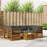 Outdoor Sofa Set 7 pcs Natural and Anthracite Solid Acacia Wood