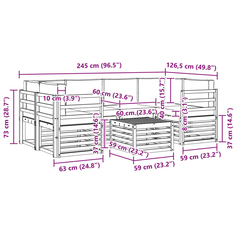 Outdoor Sofa Set 7 pcs 6-Seaters Natural and Anthracite