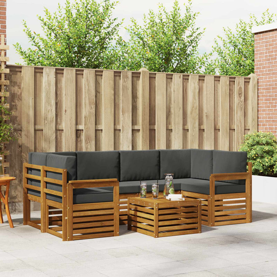 Outdoor Sofa Set 7 pcs 6-Seaters Natural and Anthracite
