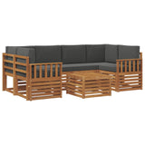 Outdoor Sofa Set 7 pcs Natural and Anthracite Solid Acacia Wood