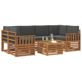 Outdoor Sofa Set 7 pcs Natural and Anthracite Solid Acacia Wood