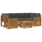 Outdoor Sofa Set 7 pcs Natural and Anthracite Solid Acacia Wood