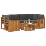 Outdoor Sofa Set 7 pcs Natural and Anthracite Solid Acacia Wood - Side View