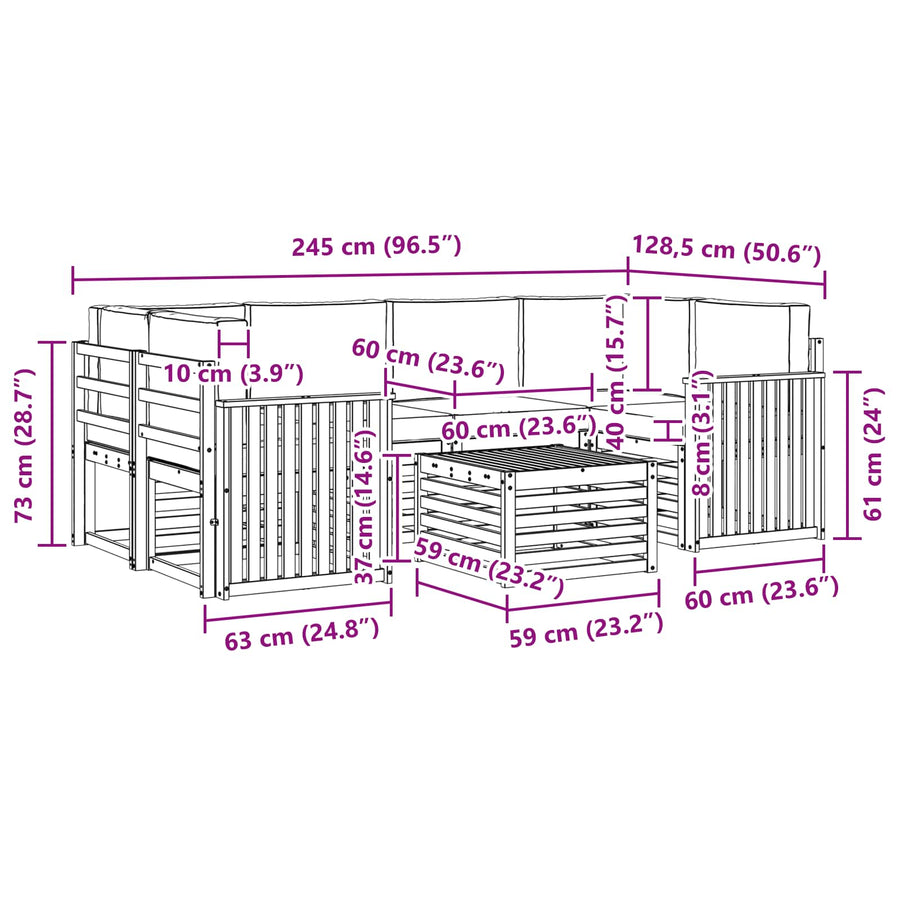 Outdoor Sofa Set 7 pcs 6-Seaters Natural and Anthracite