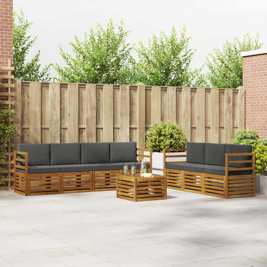 Outdoor Sofa Set 8 pcs 7-Seaters Natural and Anthracite