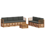 Sofa Sets 8 pcs Natural and Anthracite Solid Acacia Wood - Front View