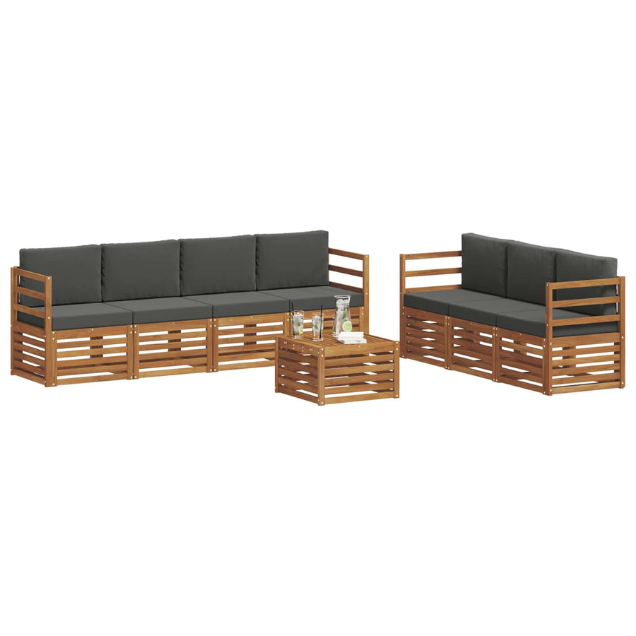 Outdoor Sofa Set 8 pcs 7-Seaters Natural and Anthracite