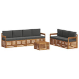 Sofa Sets 8 pcs Natural and Anthracite Solid Acacia Wood