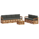 Sofa Sets 8 pcs Natural and Anthracite Solid Acacia Wood